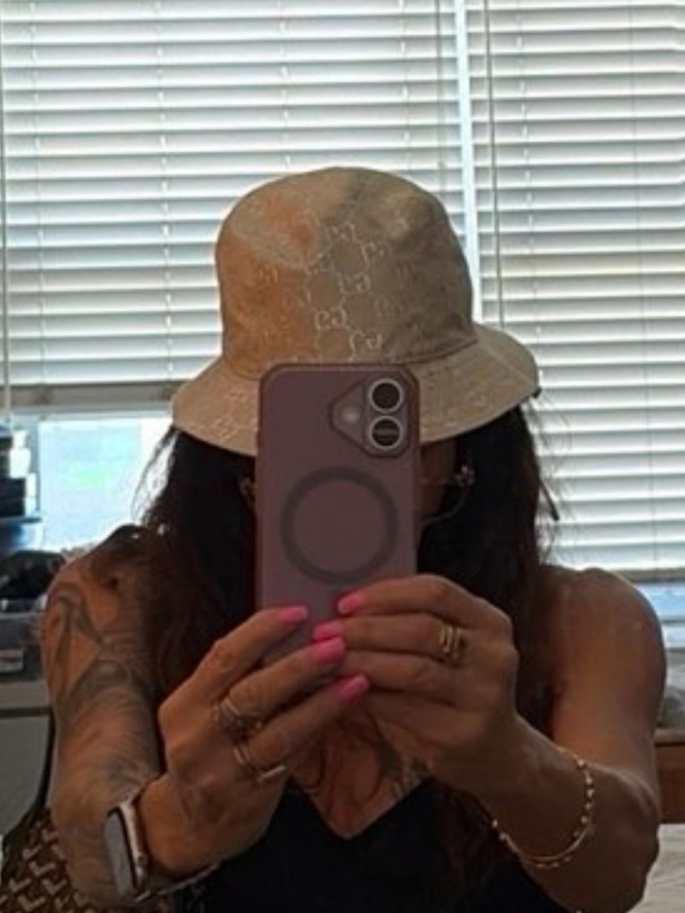 Gucci Beige Monogram Bucket Hat